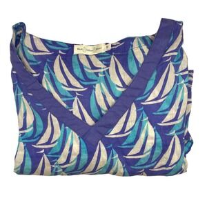 West Indies‎ Wear Sailboat Print Bathing Suit Cover Up Tunic Dress V Neck Small